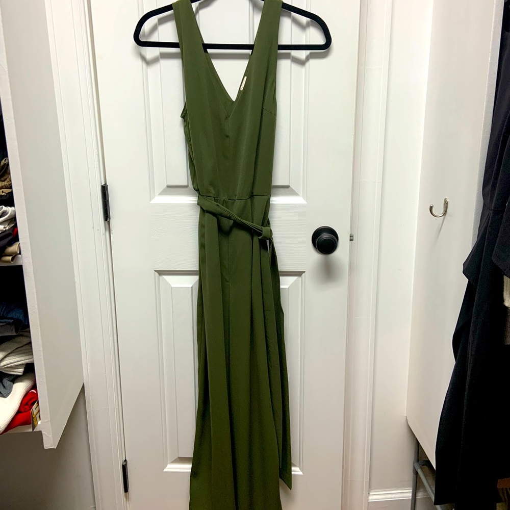 Olive green wide leg jumpsuit